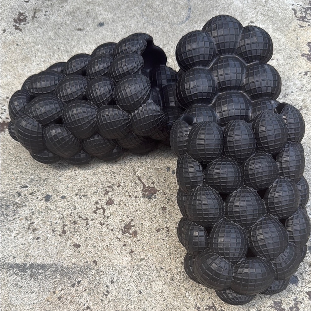Black Textured Slip-On Shoes